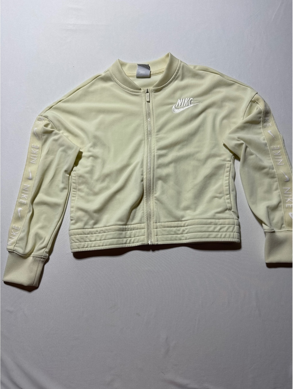 Nike Yellow Crop Track Jacket - Medium, Made in Cambodia